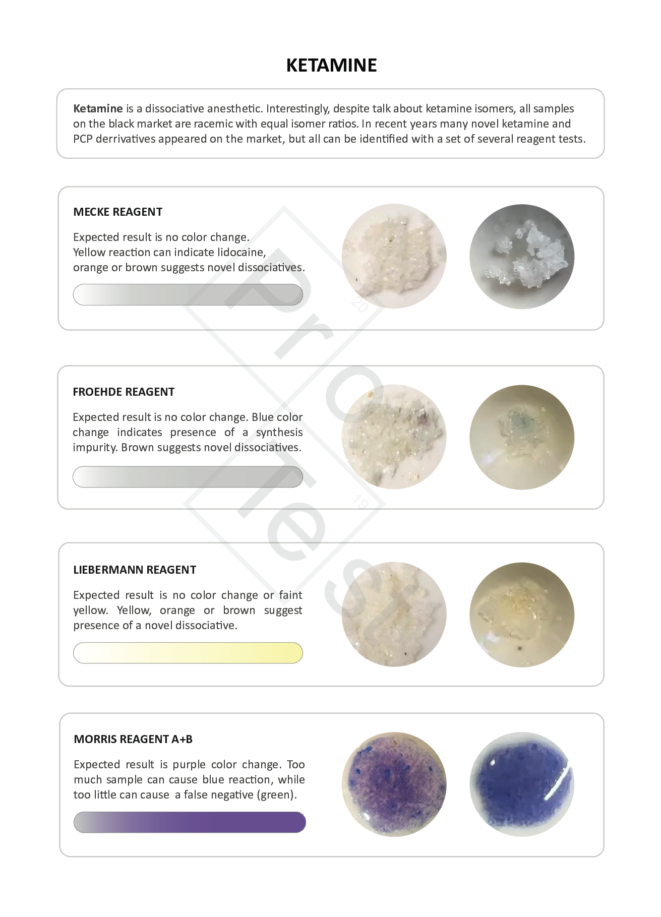 Instructions for testing ketamine