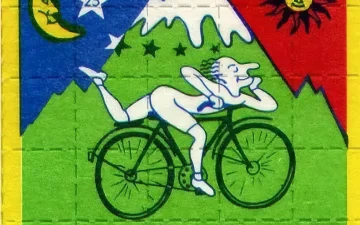 Blotter di LSD con il giro in bicicletta di Albert Hofmann del 1943