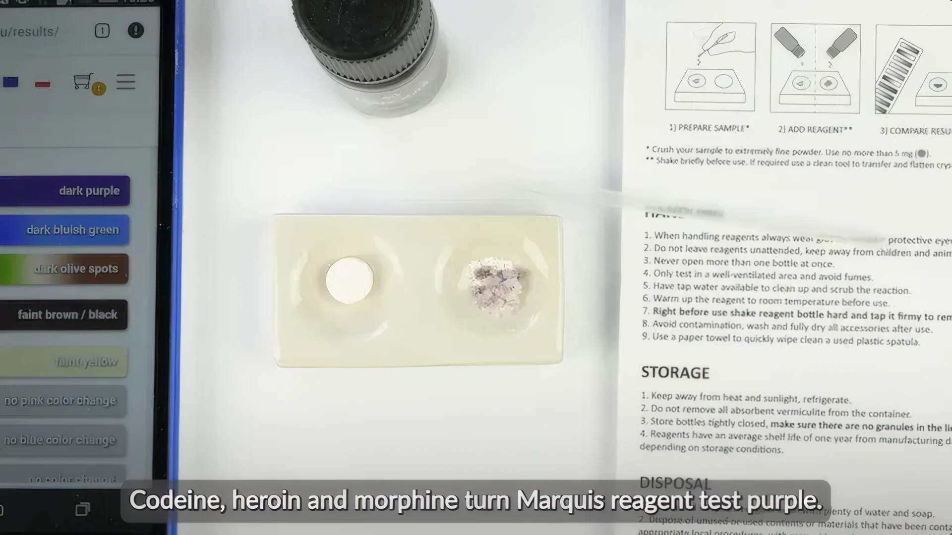 Istruzioni per il test con reagente Marquis