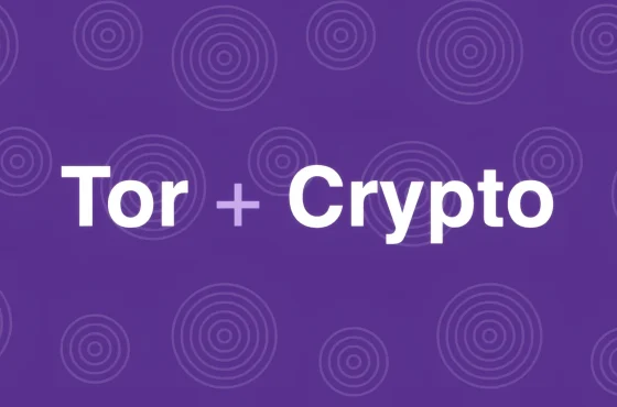 Banner viola Tor e cripto con anelli concentrici per i siti onion di PRO Test